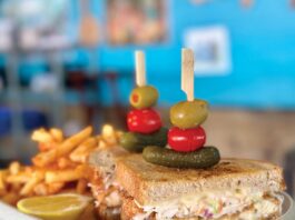 Shrimper’s fan-favorite crunchy grouper reuben sandwich is sure to stay on the menu under new management. Photo courtesy of EatPalmBeach