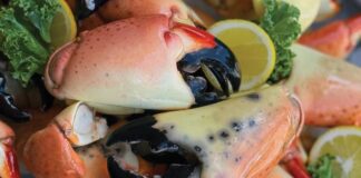 Stone crab season runs from October 15 through May 1, bringing one of Florida’s favorite delicacies back to the table. Photo courtesy of EatPalmBeach